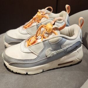 Nike Kids White and Gray Sneakers with Orange Accents